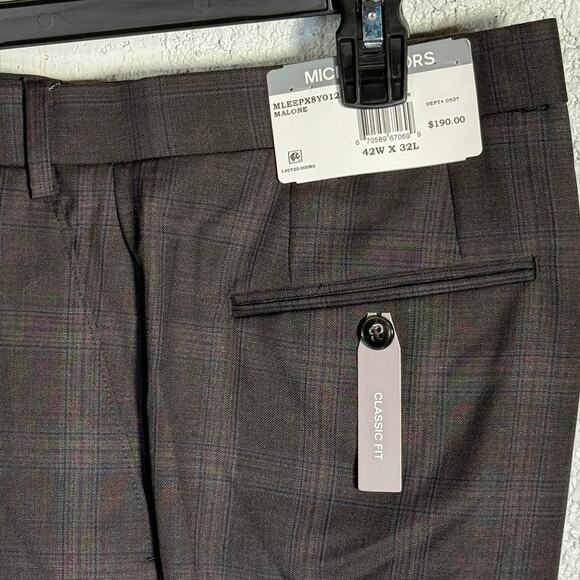 Michael Kors Men's Plaid Classic-Fit Wool-Blend Stretch Suit Pants 42x32 $190 - Picture 4 of 8